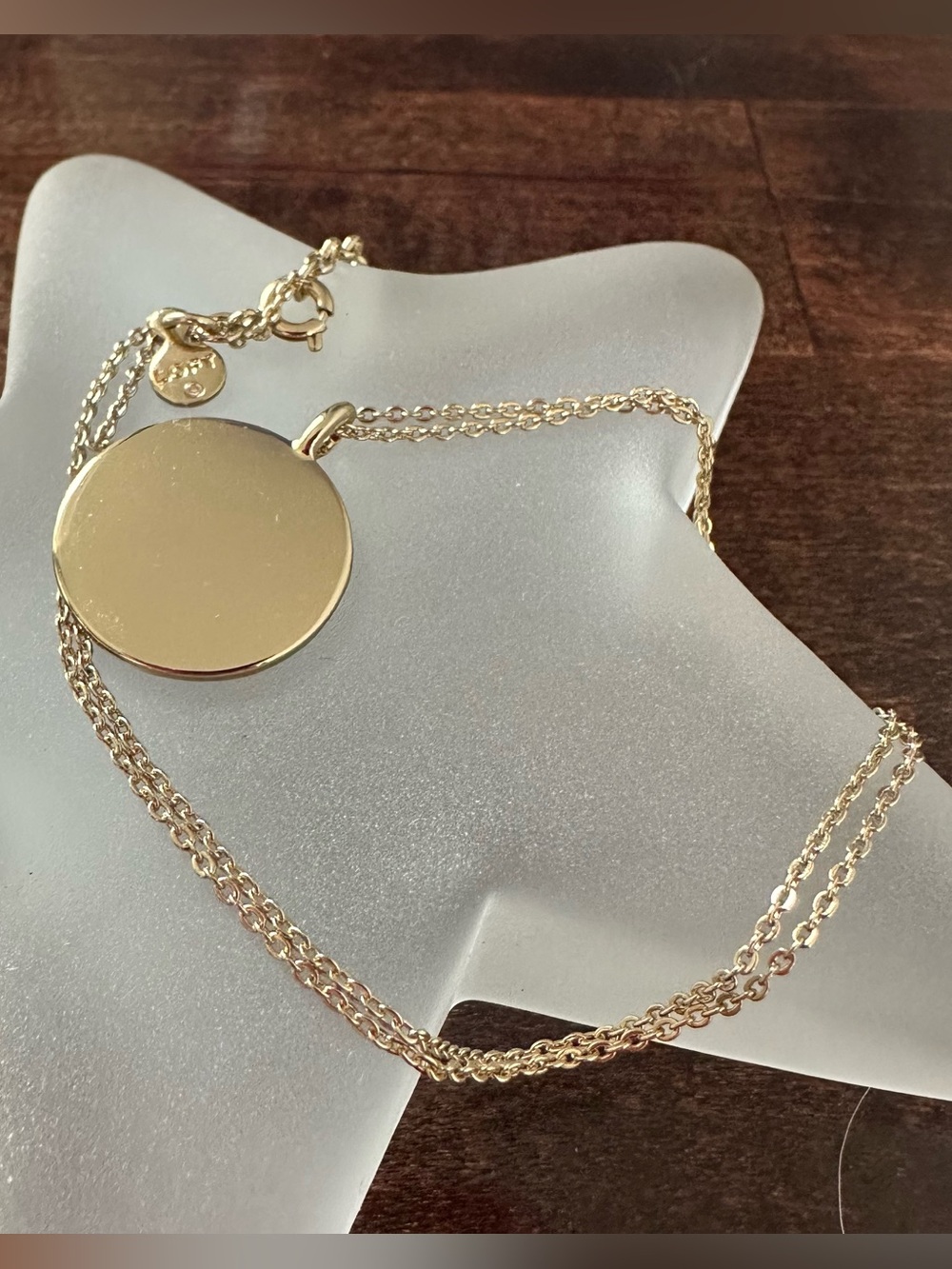 NWOT Loft golden disc necklace, 16in with adjustable chain to 19in